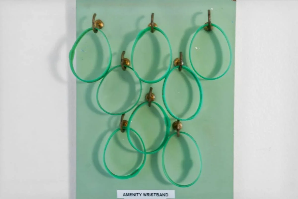 Wristbands for access to the amenities of the resort